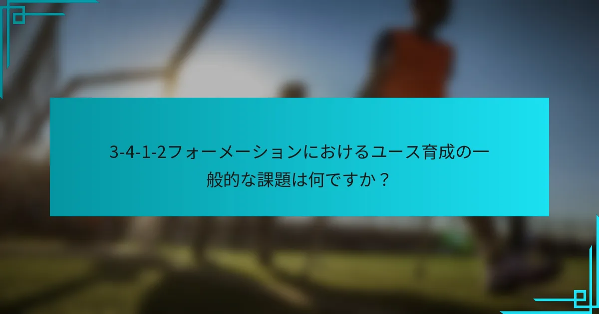 3-4-1-2フォーメーションにおけるユース育成の一般的な課題は何ですか？