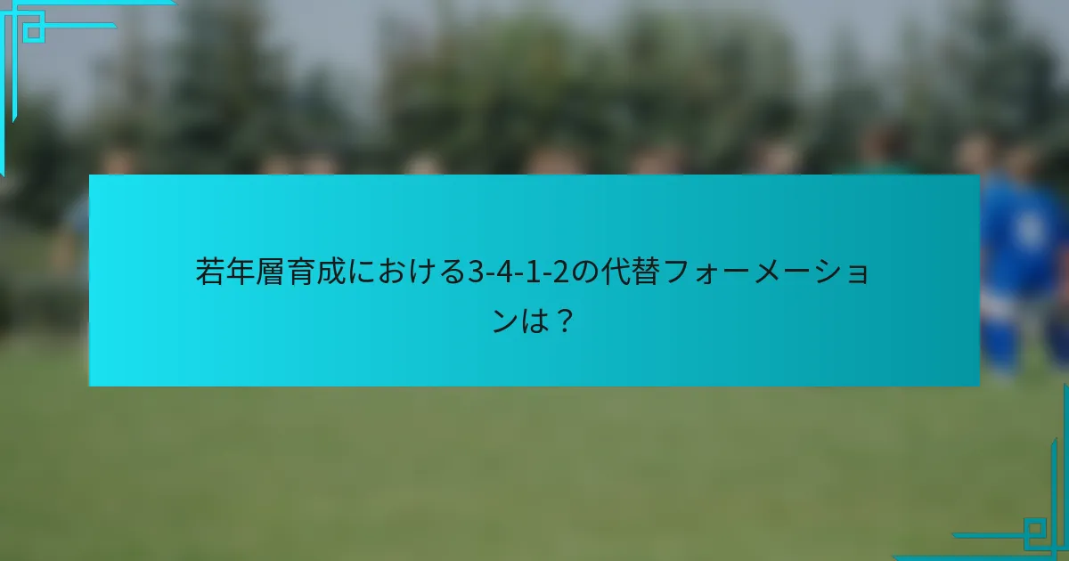 若年層育成における3-4-1-2の代替フォーメーションは?
